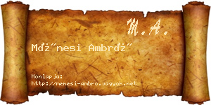 Ménesi Ambró névjegykártya